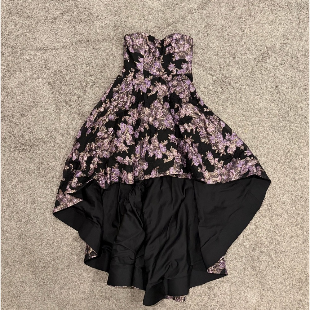Lulus Floral All Romance Jacquard Strapless High-Low Formal Gown Dress SMALL - Picture 4 of 9